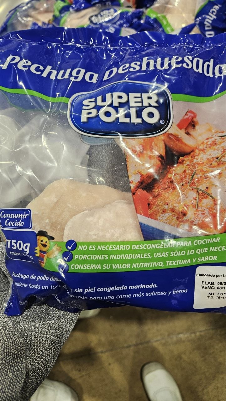 Super Pollo boneless chicken breast retail bag close up