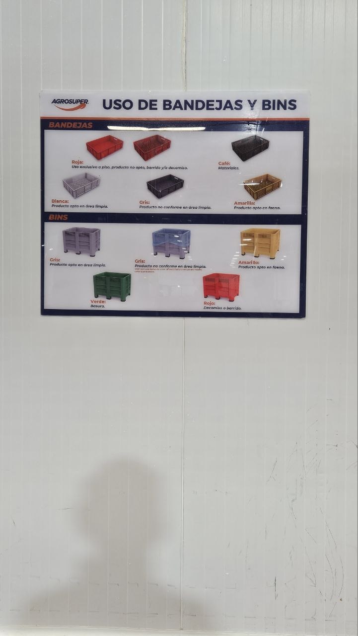 Tray and bin color control sign