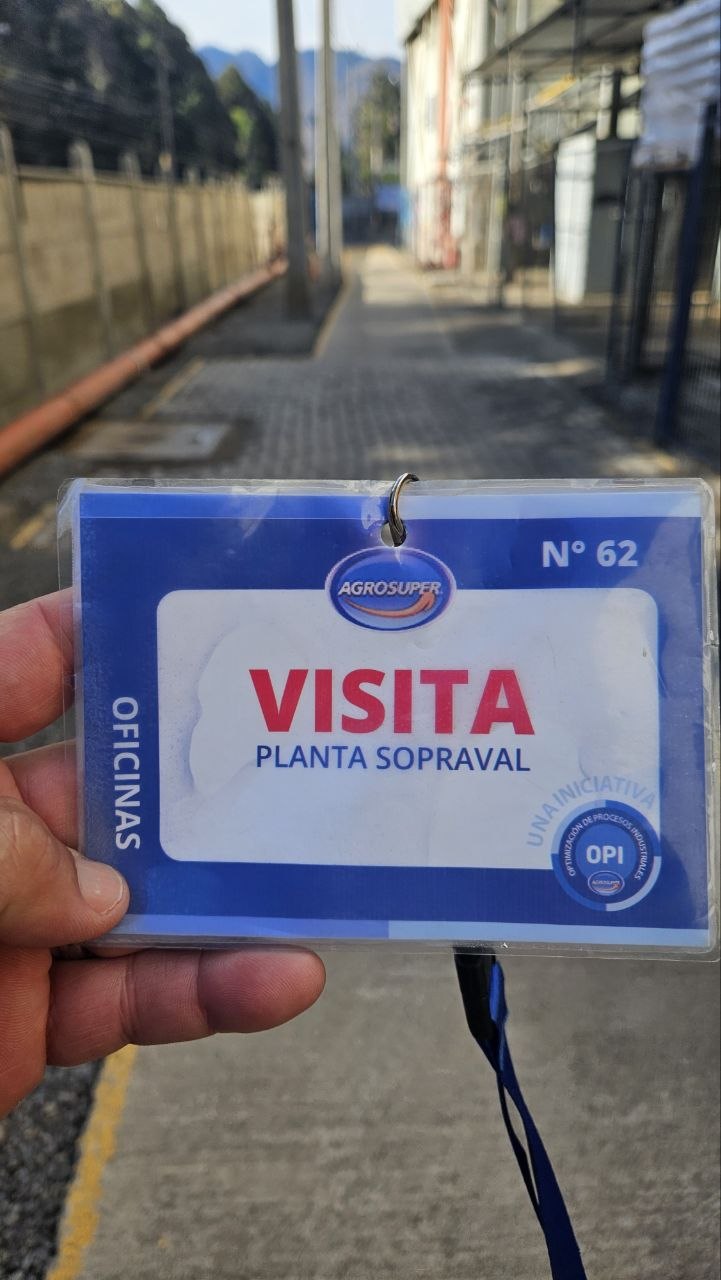 Visitor badge for Sopraval La Calera plant visit