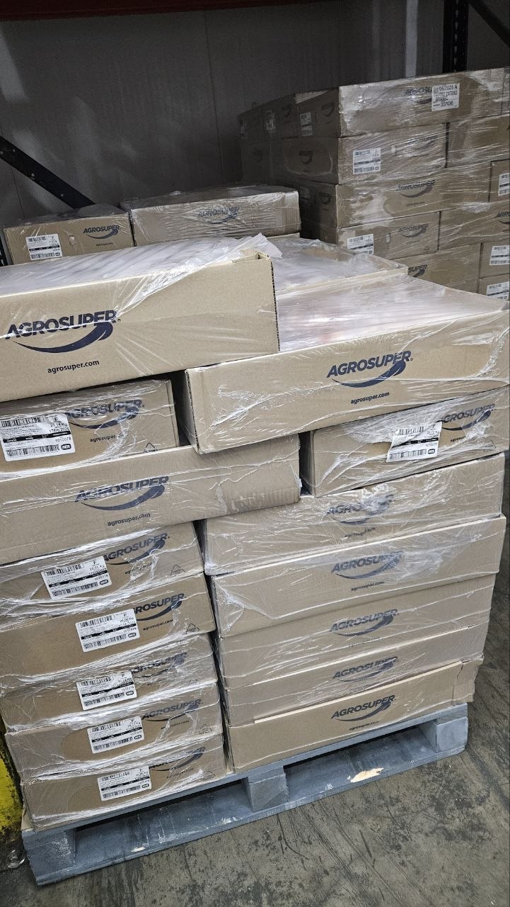 Close up photo of Agrosuper boxed inventory on pallets